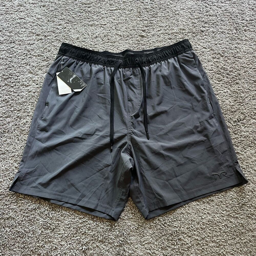NEW TYR Skua Volley Shorts 7” Titanium Grey Black Lined Athletic Mens XL